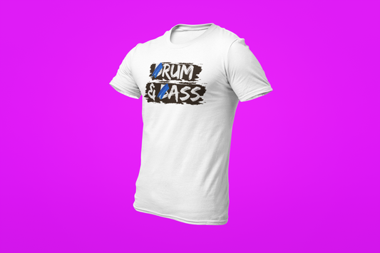 White shirt with stylised “Rum & Ass” text where D and B have been painted out.